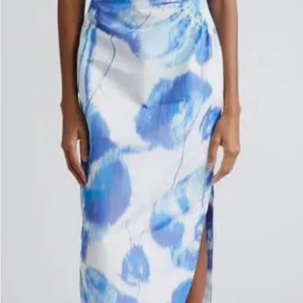 LELA ROSE julia warp floral print sleeveless dress